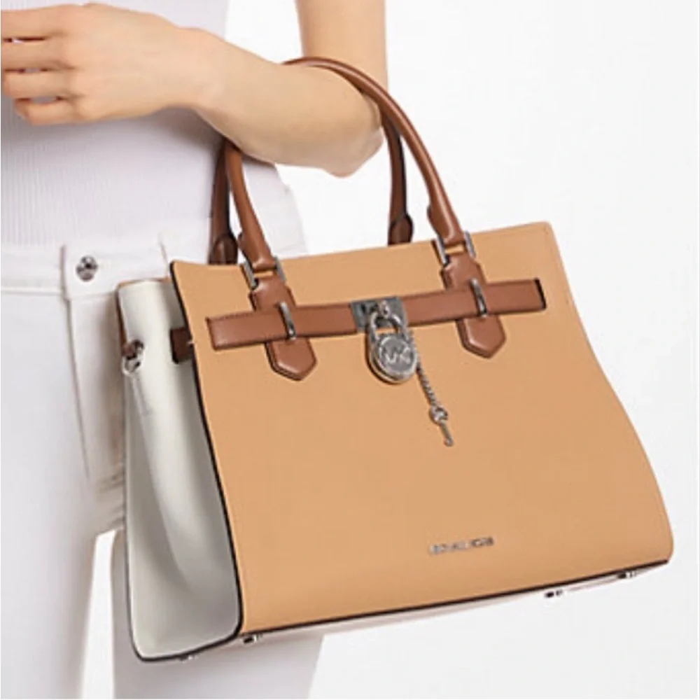 Michael Kors Hamilton Medium Color-Block Leather Satchel